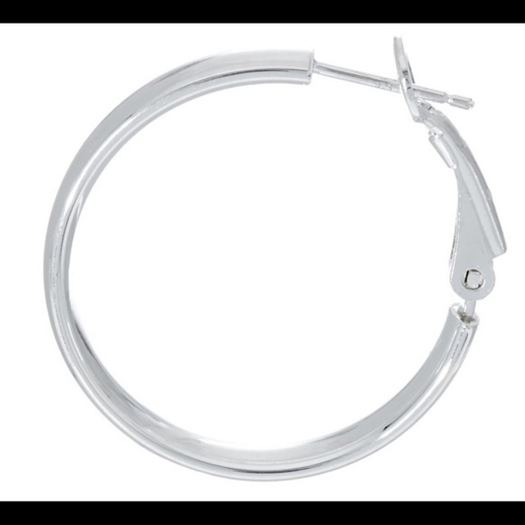 LAST 1 🌺 (925) 1" ROUND HOOP EARRINGS - Picture 2 of 3